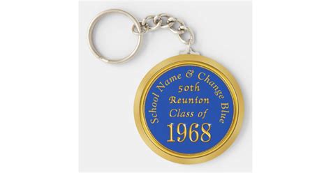 Blue And Gold 50th Class Reunion Party Favors Keychain Zazzle