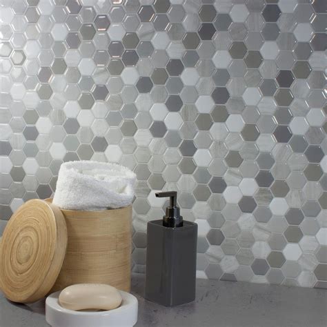 Smart Tiles Hexagon Travertino 976 In W X 935 In H Peel And Stick