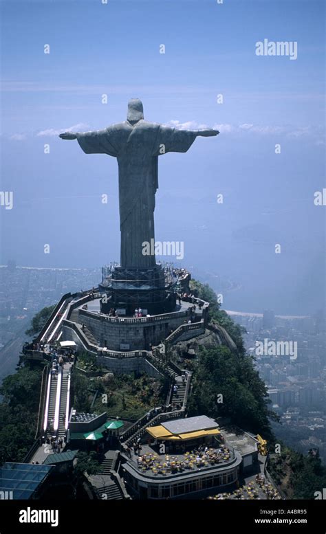Rio De Janeiro Brazil Aerial View Of The Statue Of Christ The