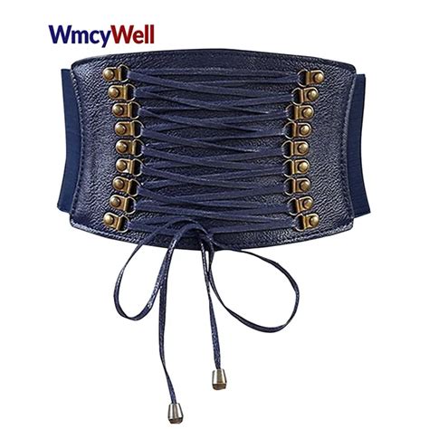 Wmcywell Women Pu Leather High Waist Cincher Belt Corsets Waist