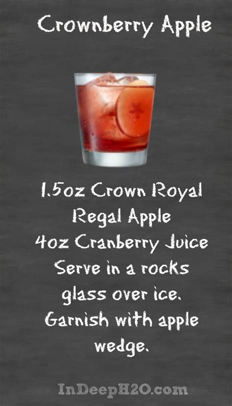 Made from a blend of hand selected crown royal whiskies and infused with gala apple flavours, the result is a bright amber colour with aromas of sweet crisp apple and spice; Crown Royal Regal Apple Cocktail Recipes #CrownApple In ...
