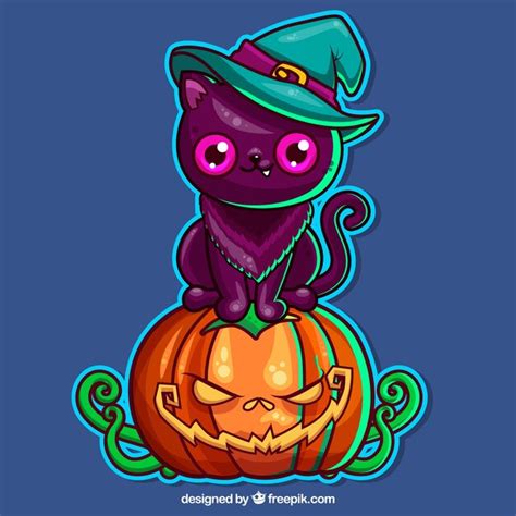Premium Vector | Halloween cat with original style