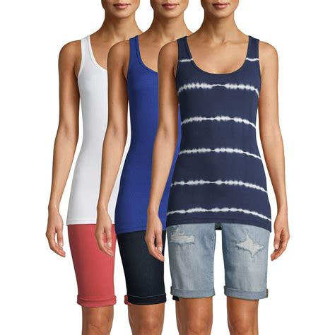 Time And Tru Time And Tru Womens Rib Tank Top 3 Pack Bundle