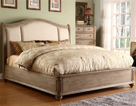 Coventry King Upholstered Sleigh Headboard Bed With Nail Head Trim By