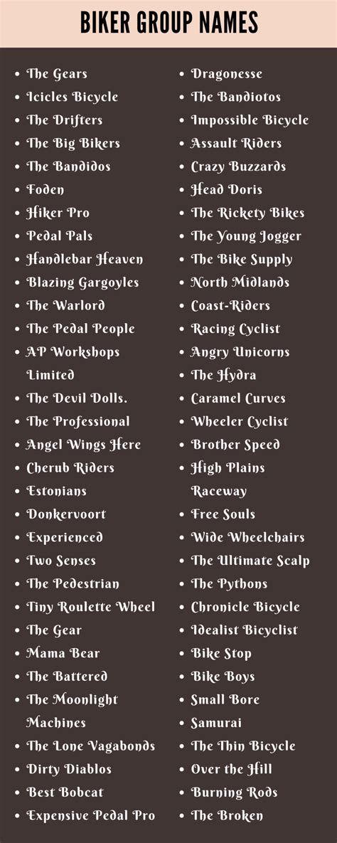 400 Cool Biker Group Names Ideas And Suggestions