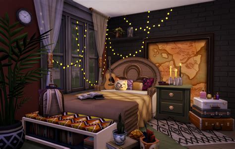 Cozy Boho Bedroom ☕🕯📖 Sims4