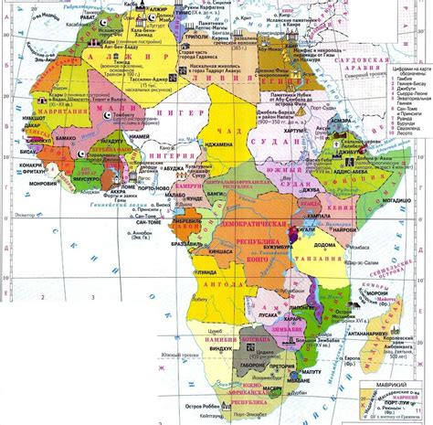Карты африки крупным планом и на русском языке физическая политическая и контурная