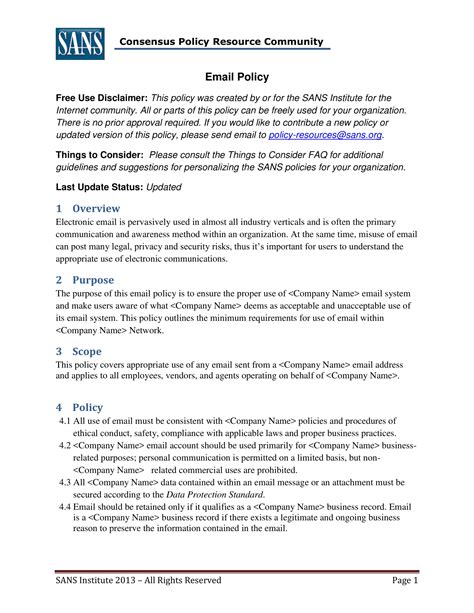 Employee Email Policy 15 Examples Format Pdf Examples