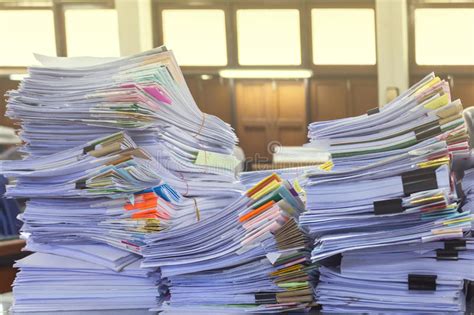 Pile Of Documents On Desk Stock Photo Image Of Financial 82346020