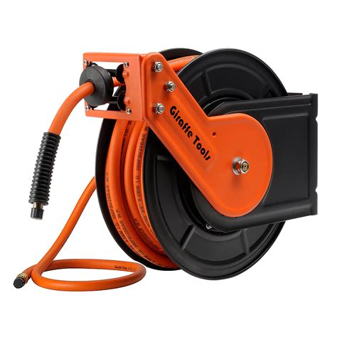 Giraffe Tools Retractable Air Hose Reel With In X Ft Hybrid Air Hose Pneumatic Heavy