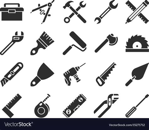 Construction And Engineering Tools Silhouette Vector Image
