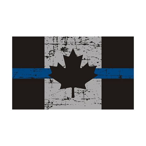 Tattered Thin Blue Line Canada Subdued Flag Canadian Sticker Decal