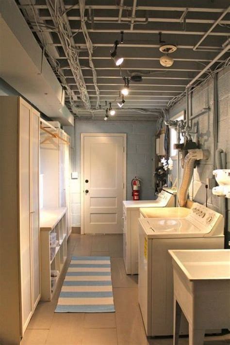 15 Amazing Useful Unfinished And Finished Basement Laundry Room Ideas