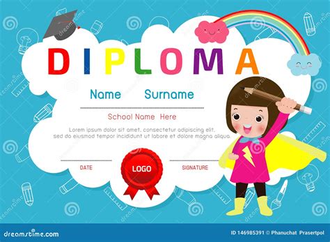 Certificates Kindergarten And Elementary Preschool Kids Diploma