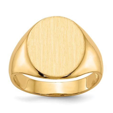 14k Yellow Gold Engravable Mens Signet Ring 155mm X 124mm Face Ebay