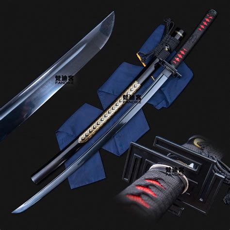 Carbon Steel Full Tang Black Blade Katana Katana Swords