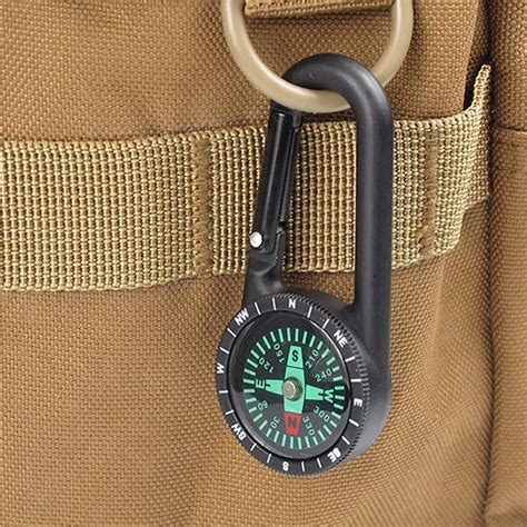 1pc Keychain Multifunctional Hiking Alloy Carabiner Mini Compass Key