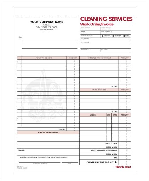 Cleaning Service Invoice Template Excel