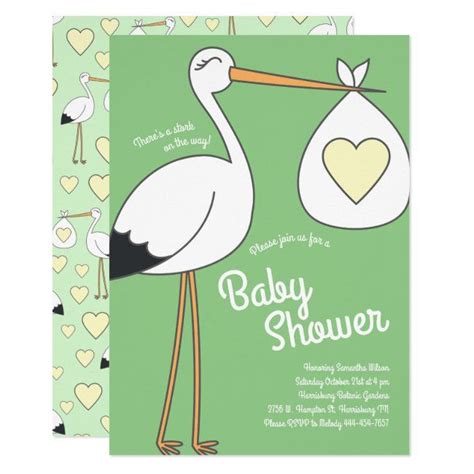 Cute Stork Baby Shower Mod Gender Neutral Invitation Ad Spon Mod