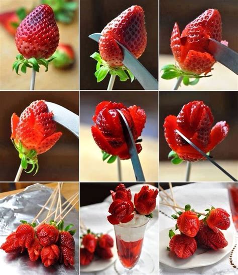 Rose Strawberries Edible Fruit Arrangements Food Garnishes Fruit