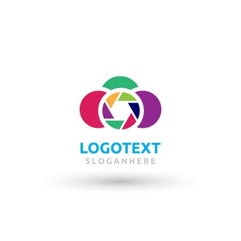 Polygonal Multicolored Logo With Circles Vector Free Download