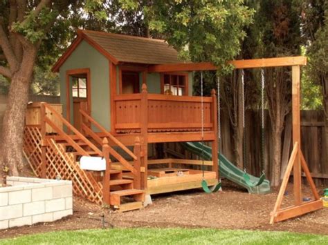 Luxury Outdoor Playhouse With Swing And Slide