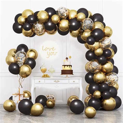 Buy Rubfacblack And Gold Balloons Garland Arch Kit With Black Gold Confetti Balloons For