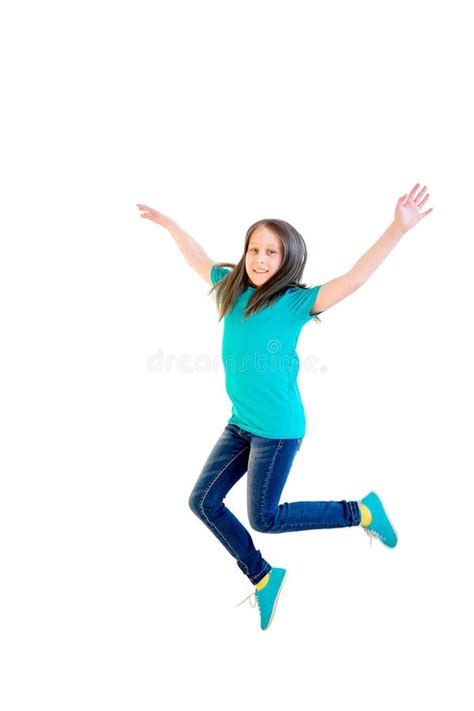 Happy Girl Jumping Stock Photo Image Of Childhood Adorable 90872910