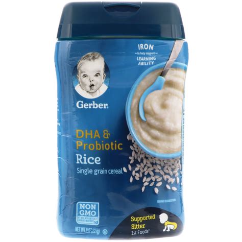 Gerber Dha And Probiotic Single Grain Rice Cereal 8 Oz 227 G Iherb