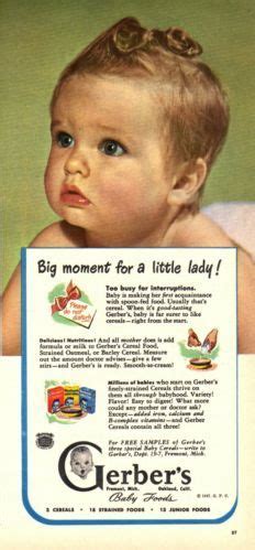 Gerber purees organic 2nd foods baby food fruit & veggie variety pack, 3.5 ounces each, 18 count. Vintage 1947 Gerber Cute Baby Food Cereal Nursery Print Ad ...