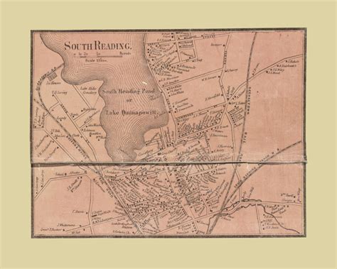 South Reading South Reading Massachusetts 1856 Old Town Map Custom Print Middlesex Co Old Maps