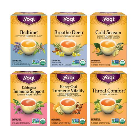 Yogi Tea Get Well Variety Pack Sampler 6 Pack 6 Herbal Teas For