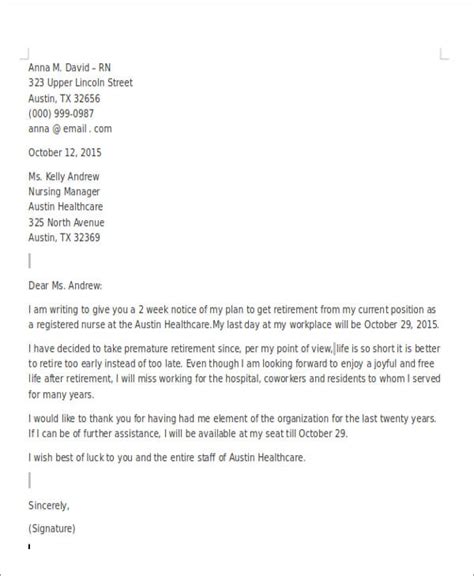 Nursing Resignation Letter Pdf Sample Resignation Letter