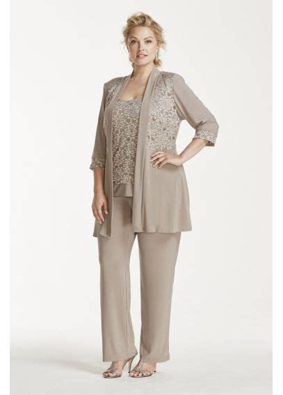 Mock Two Piece Lace And Jersey Pant Suit Davids Bridal Mother Of