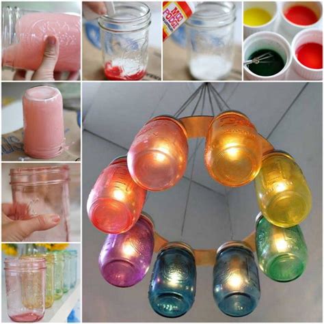 Diy Colored Mason Jar Chandeleir Pictures Photos And