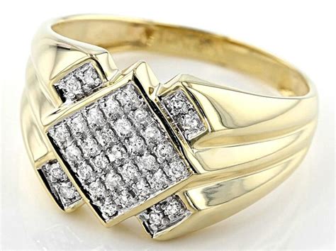 White Diamond 10k Yellow Gold Mens Ring 027ctw Dgm008