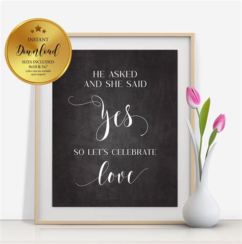He Asked She Said Yes Sign Engagement Sign Chalkboard Etsy Engagement Party Signs Printable