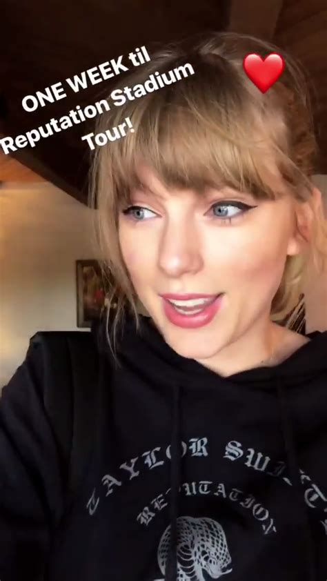 Taylor Swift Is Wearing A Black Hoodie With The Words One Week In Repurption Stadium Tour