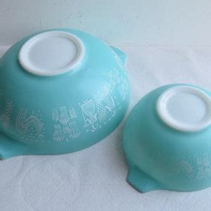 Set Of 4 Blue Turquoise And White Pyrex Amish Butterprint Etsy