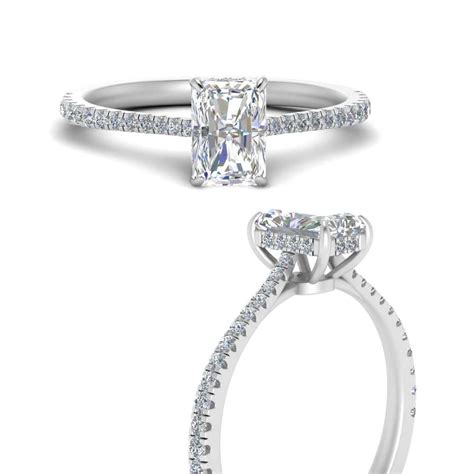 Cathedral Hidden Halo Radiant Diamond Engagement Ring In 14k White Gold