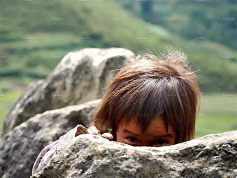 Girl Hiding Behind The Rock Vietnam People Photos Creative Market