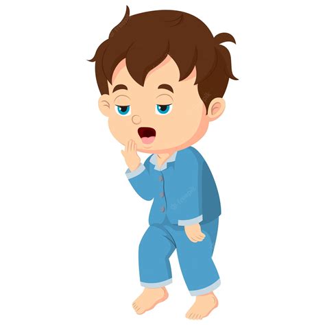 Premium Vector Cute Boy Wearing Pajamas Yawning