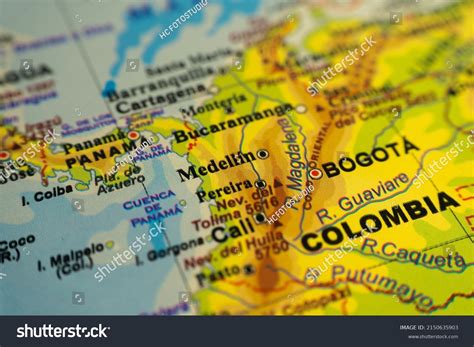 Orographic Map Colombia Panama References Spanish Stock Photo