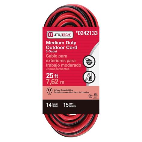 Utilitech 25 Ft 14 3 Prong Sjtw Medium Duty General Extension Cord At