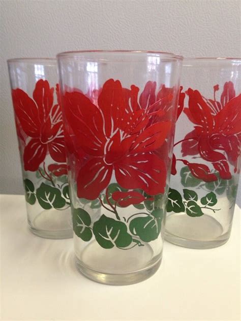 Vintage Hazel Atlas Water Glasses Set Of 3 Red By Thetrendykitchen
