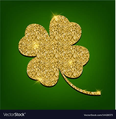 Golden Clover For St Patricks Day Four Leaf Vector Image