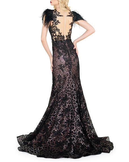 Mac duggal is an indian fashion designer, who moved to the united states at the age of 23. Mac Duggal Feather Embellished Cap-Sleeve Dress | Dresses ...