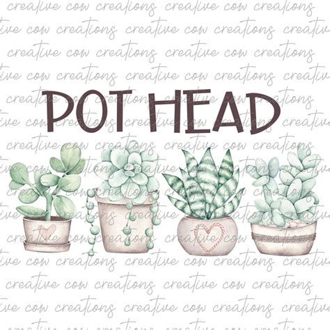 Pot Head Succulents Png Watercolor Plants Sublimation Etsy
