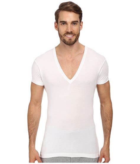 Lyst 2xist Pima Slim Fit Deep V Neck T Shirt In White For Men