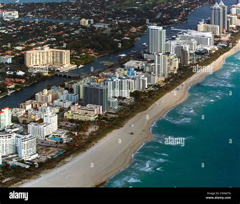 Aerial View Above Miami Beach Florida Stock Photo Alamy